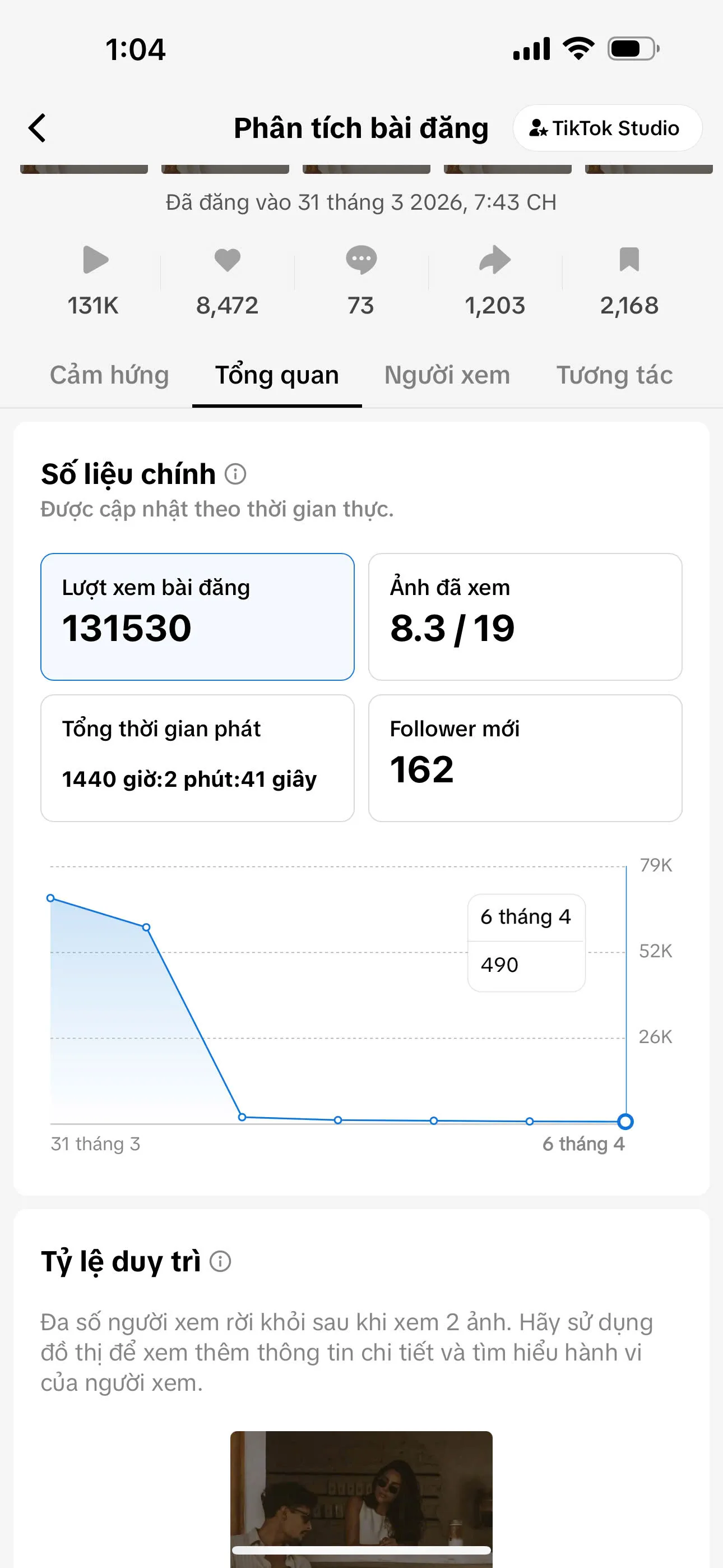 Bài viral trên Instagram của học viên