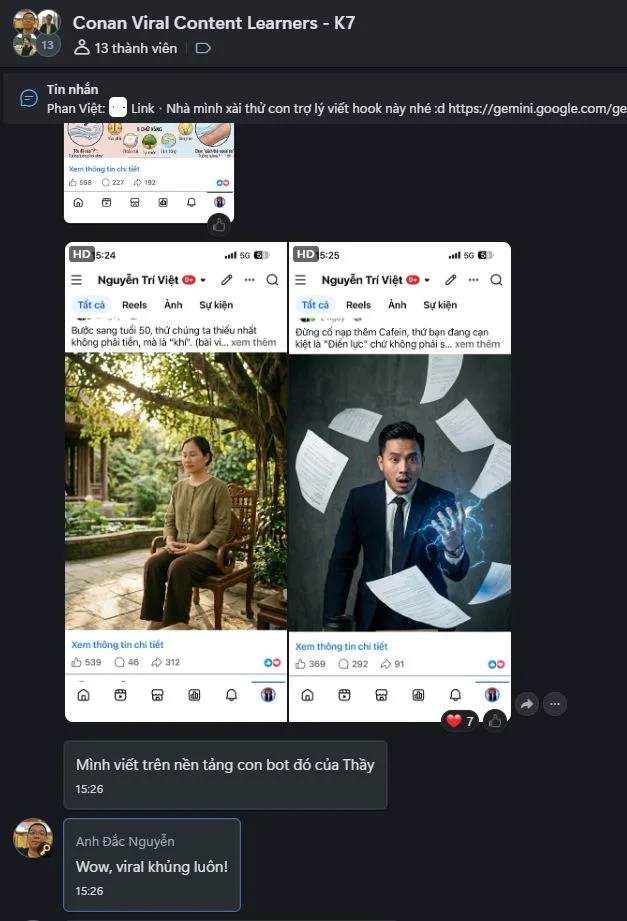 Liên tục tạo Content 100 shares